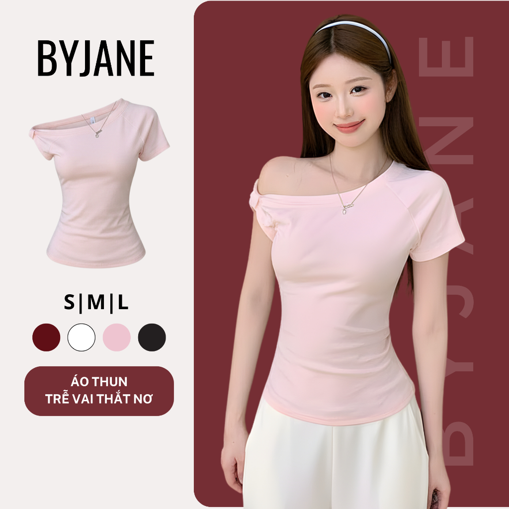 (MỞ BÁN) Áo Thun Lệch Vai Thắt Nơ-BYJANE 635 (TỪ 36KG-62KG) | BigBuy360 - bigbuy360.vn