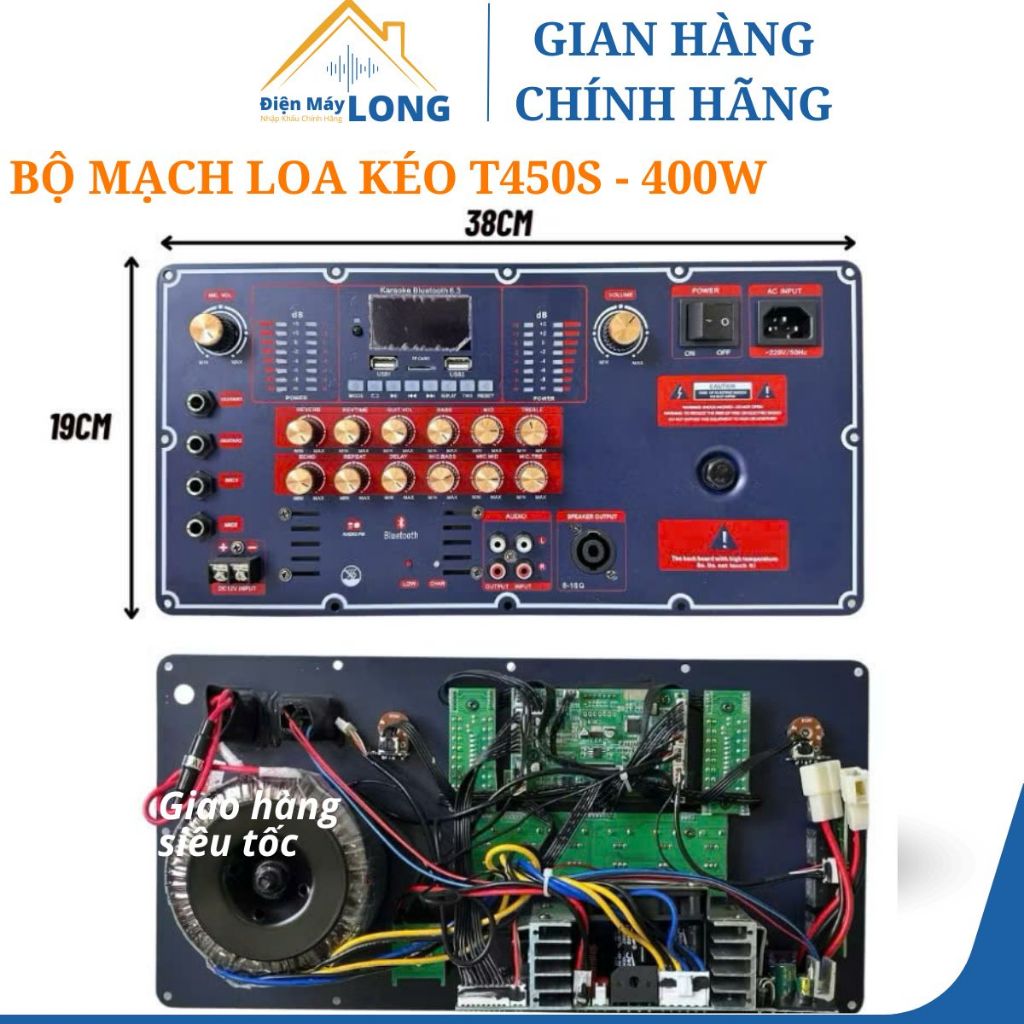 Bộ bo mạch tổng loa kéo có REVERB 400W T450S V450S V270 DSP315 bắt sóng tốt kích thước 19*38 cm