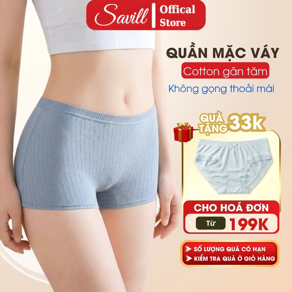 Quần mặc trong váy cạp vừa, Quần bảo hộ cotton co dãn đáy may kháng khuẩn SAVILL V4116