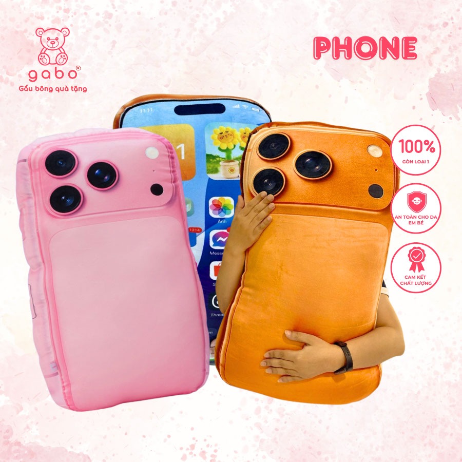 Gấu Bông Điện Thoại ip17, Gối ôm 3D in hình iPhone 17 Pro Max Cam Sa Mạc – phiên bản mới nhất, hot t