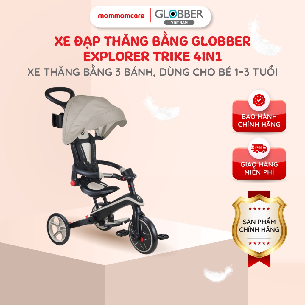 Globber Explorer Trike 4in1 – Xe đạp 3 bánh thăng bằng đa năng cho bé từ 10 tháng đến 5 tuổi