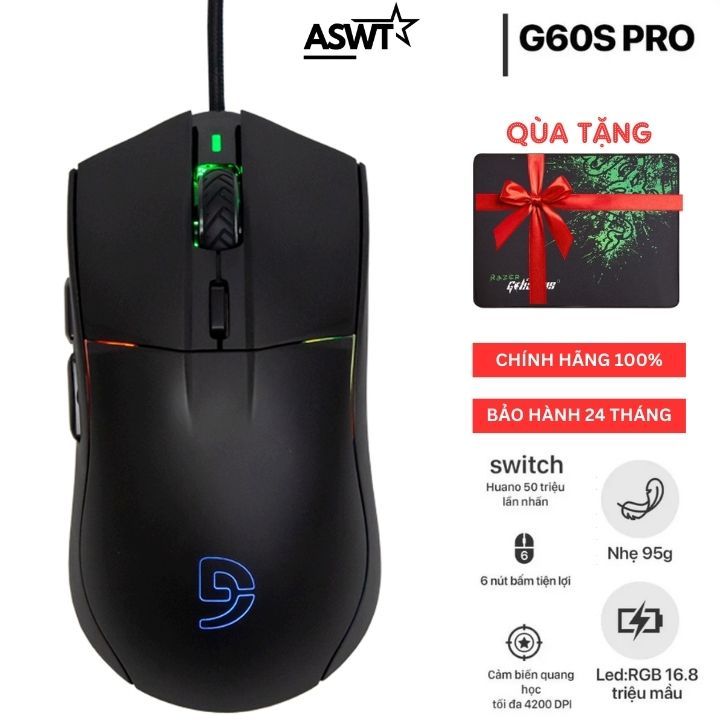 Chuột gaming Fuhlen G60S Pro led RGB ̣- Hàng chính hãng - FULL VAT , chuột có dây cho game nét