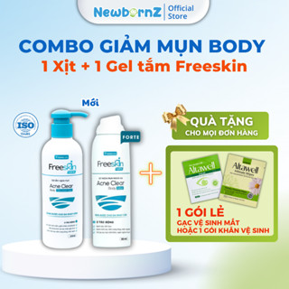  Combo gel tắm + xịt Freeskin Hỗ trợ giảm thâm sạch nang lông sáng da giúp da mềm mại Novocare 