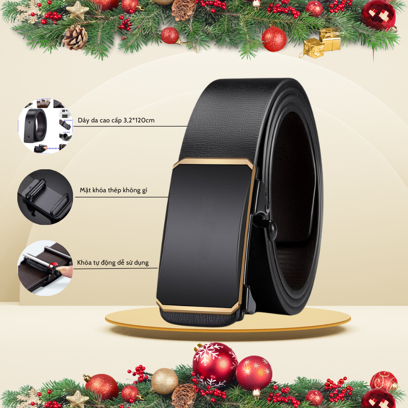 Thắt lưng nam Dabaraac da cao cấp khóa kim loại tự động - Cam kết 1 đổi 1 bảo hành 12 tháng TL59