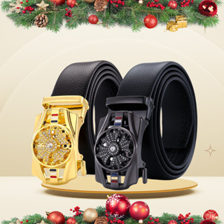 Thắt lưng nam da cao cấp Dabaraac, mặt đính đá xoay 360 độ, khóa tự động mạ kim sang trọng TL23