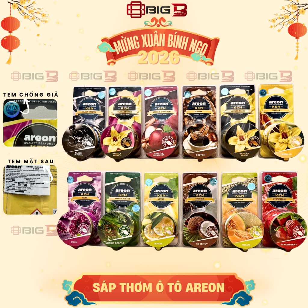 Sáp Thơm ô Tô AREON Có Tem Chống Giả CHÍNH HÃNG Nước Hoa ô Tô AREON Sáp Thơm AREON Khử Mùi Xe Hơi Ca