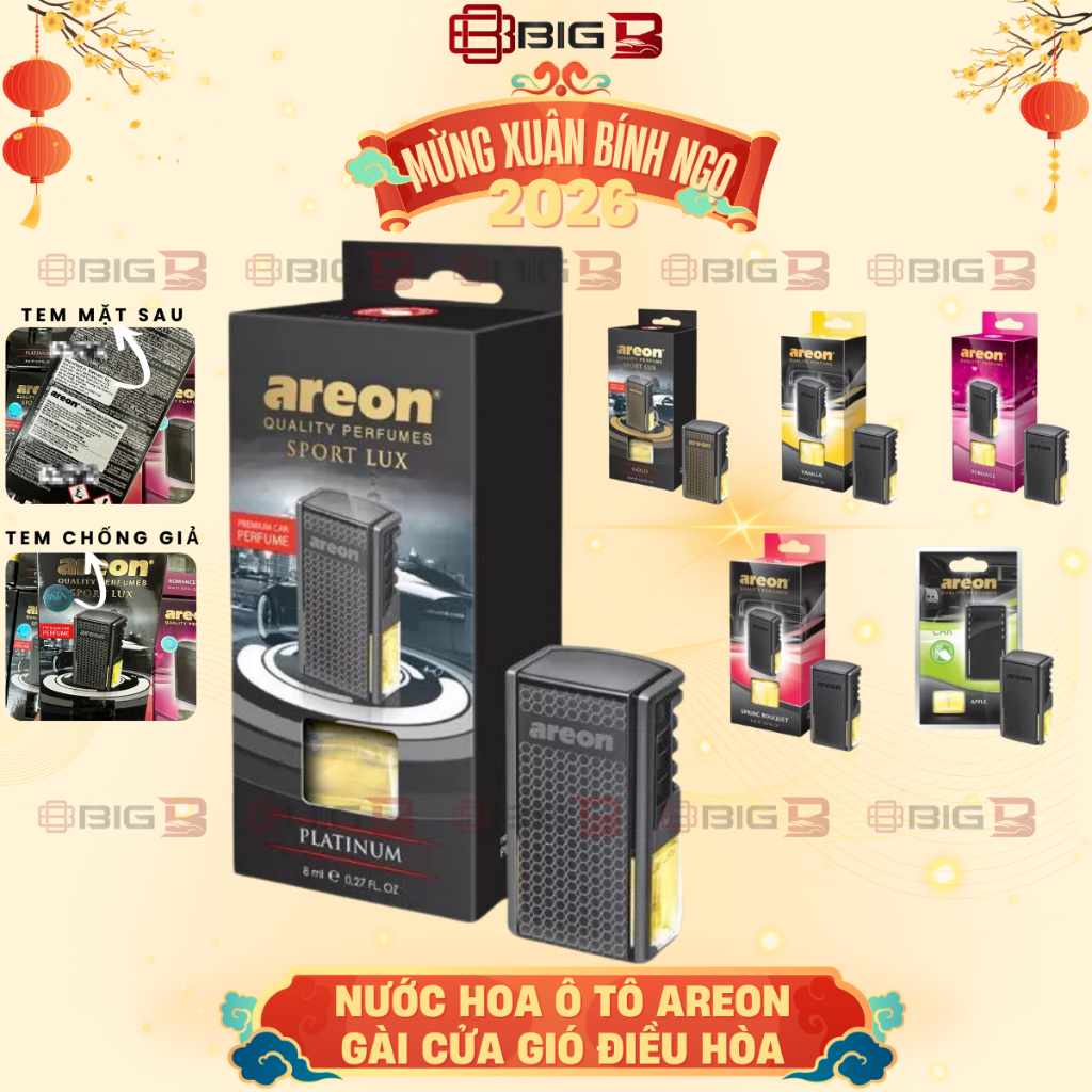Nước Hoa Ô Tô Areon có Tem Chống Giả CHÍNH HÃNG Nước Hoa Areon Kẹp Cửa Gió Xe Hơi Cao Cấp Bulgarial Khử Mùi Xe Hơi BIG B