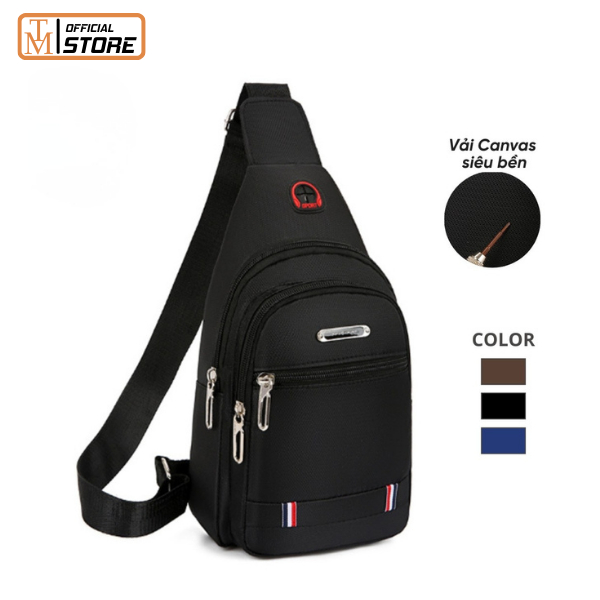 Túi đeo chéo nam vải canvas chống nước 3 ngăn phong cách Hàn Quốc