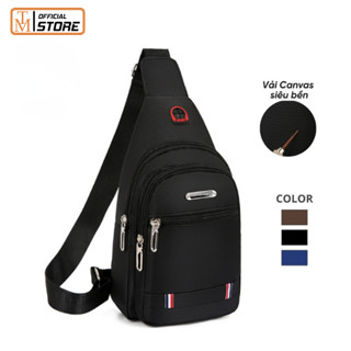 Túi đeo chéo nam vải canvas chống nước 3 ngăn phong cách Hàn Quốc