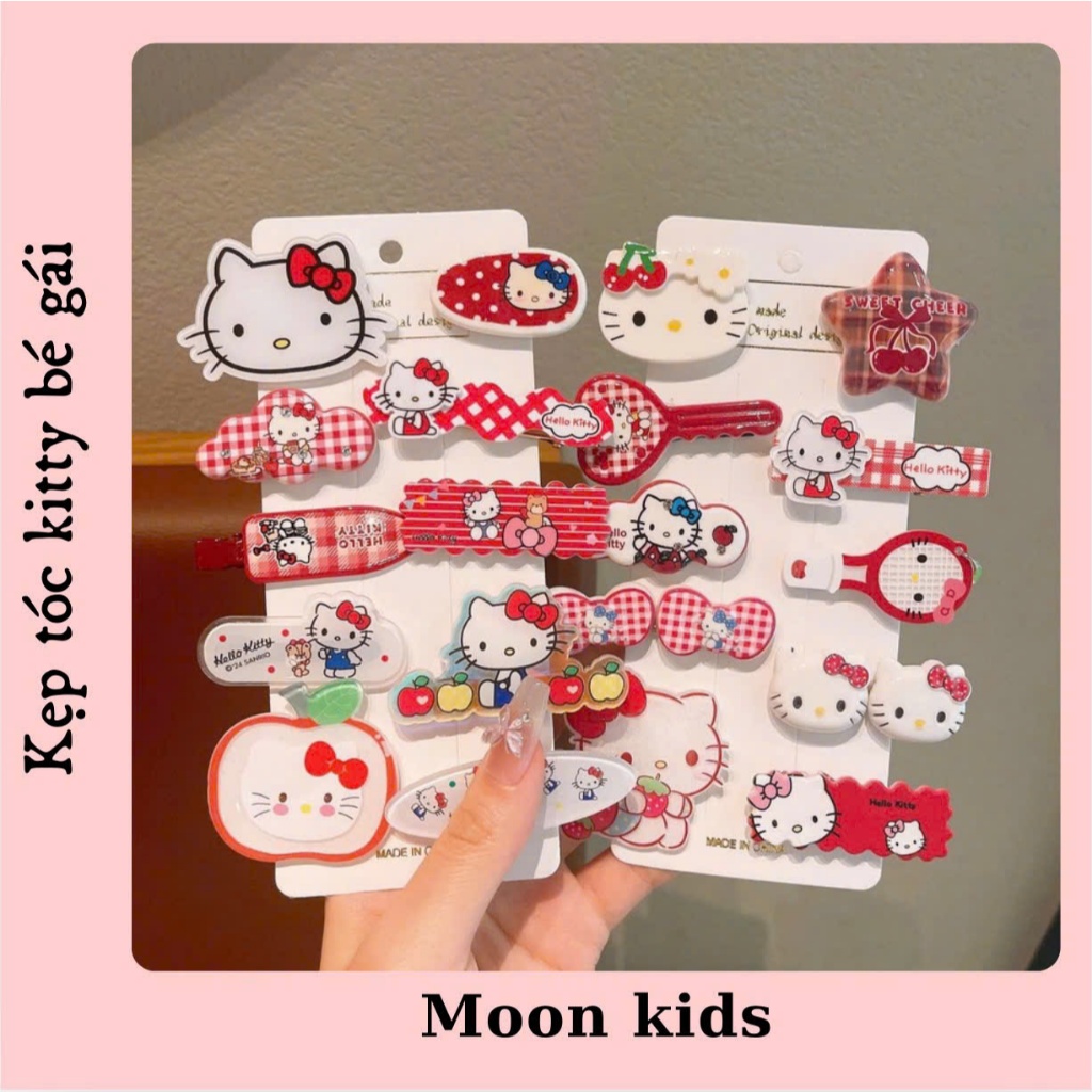 Set kẹp tóc bé gái Moon kids set kẹp tóc 10 chi tiết phong cách hoạt hình