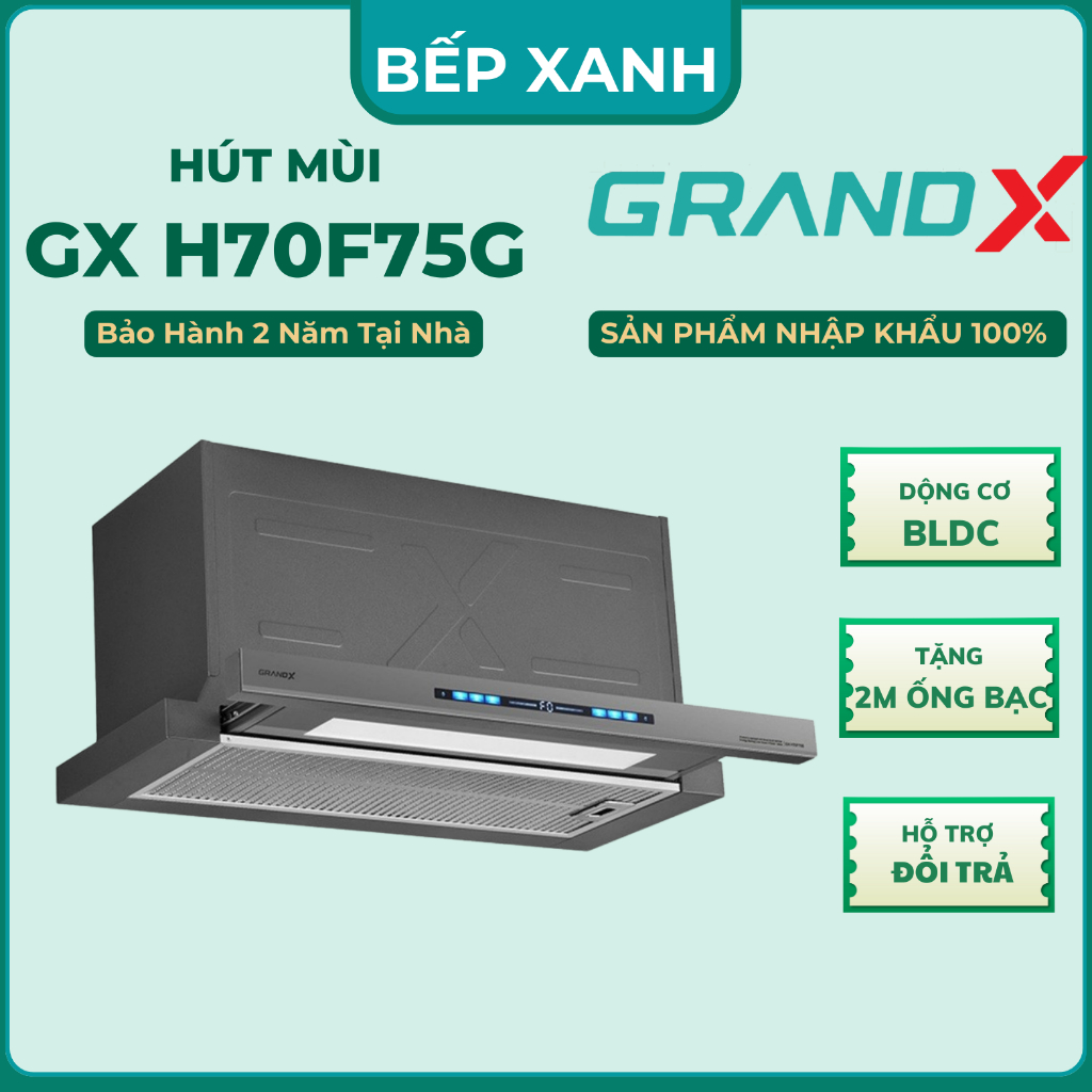 Hút mùi âm tủ GrandX GX H70F75G, Hút Mùi mới nhất hãng Grand X, bảo hành chính hãng toàn quốc.