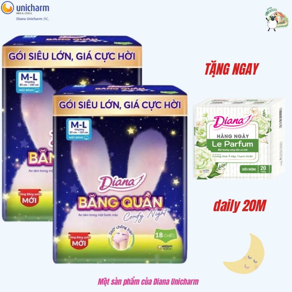 Băng Quần Diana - Băng Vệ Sinh nữ dạng Quần Diana Comfy Night size ML18 miếng