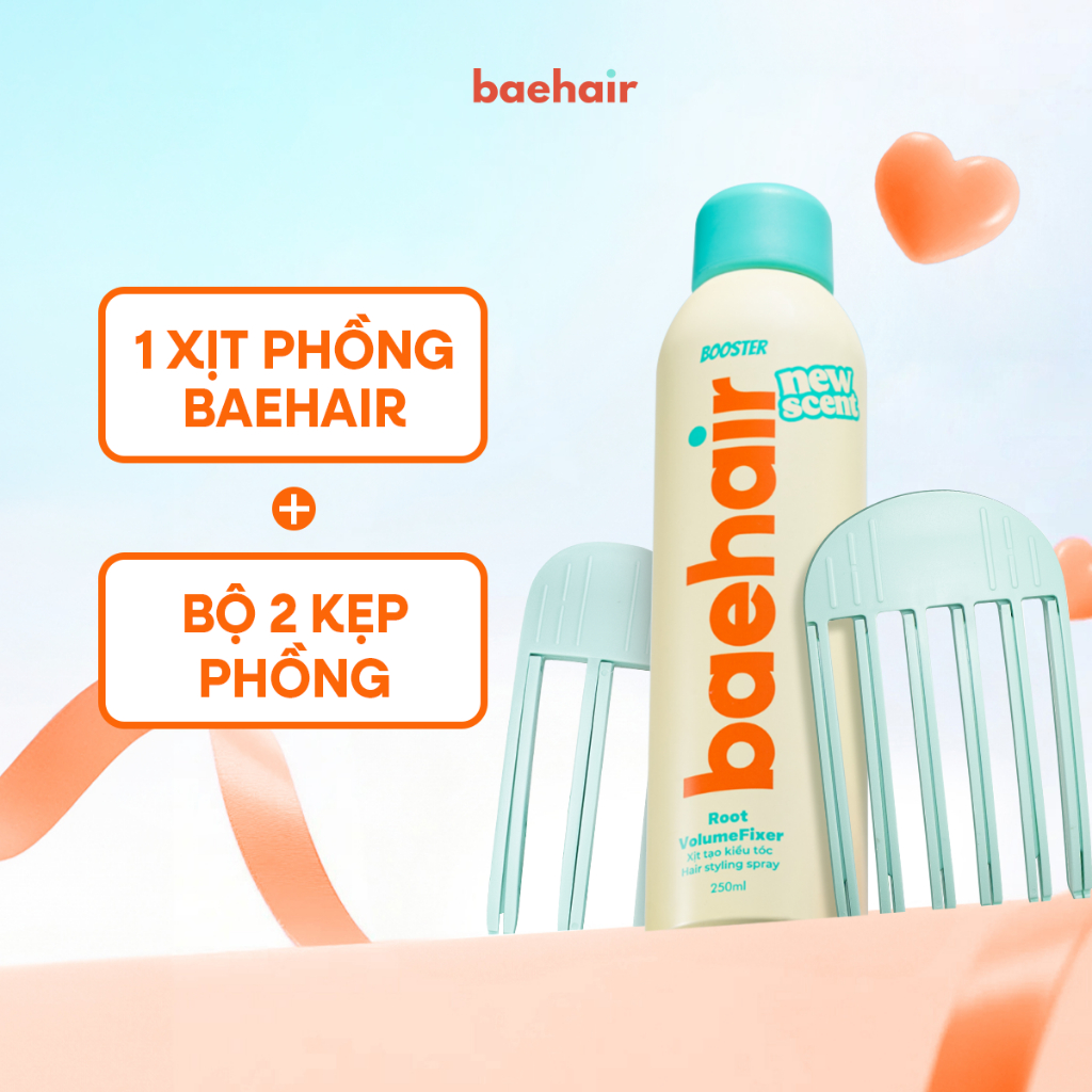 Combo baehair Bộ 2Kẹp phồng Hàn Quốc loại 1 nhựa 757 ABS và Xịt phồng tóc, tạo kiểu giữ nếp baehair 