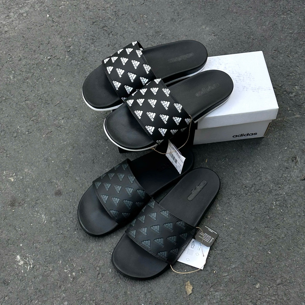 [Authentic💯] DÉP QUAI NGANG ADILETTE COMFORT BLACK WHITE GV9735 * DÉP ADIDAS CHÍNH HÃNG - GV9736 FUL