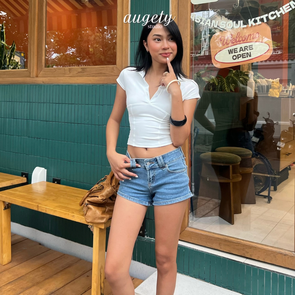 Áo Thun Polo Ôm Body Có Nút Augety Studio LETTIE TOP | BigBuy360 - bigbuy360.vn