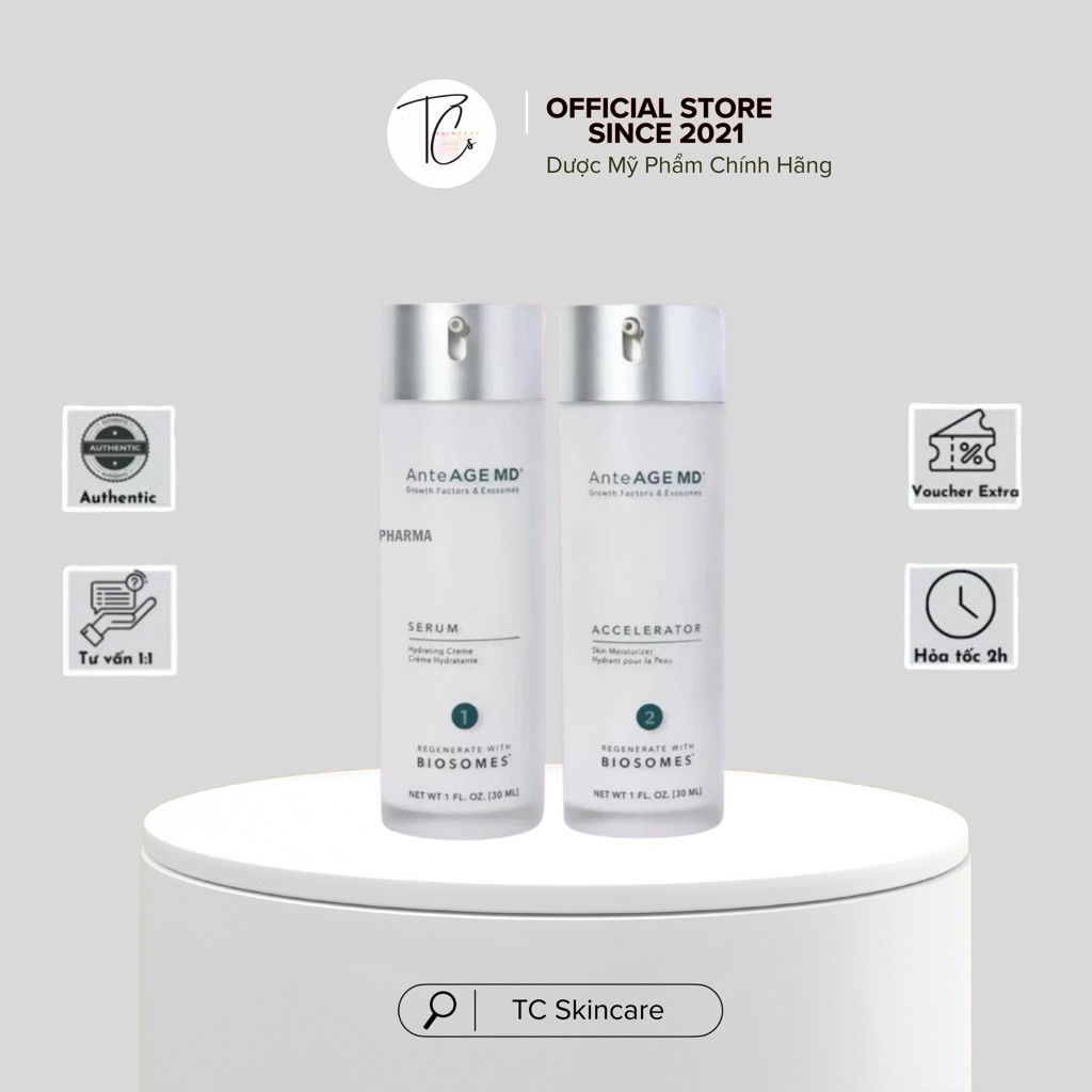 [Công Ty] Bộ Đôi AnteAGE MD Biosome - MD Serum (1) & MD Accelerator (2) Chống Oxy Hóa, Phục Hồi