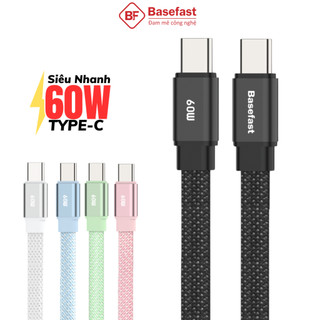  Dây sạc nhanh Type c Basefast cáp C to C 60W bện dù chống gãy cho phone 15 16 17 samsung oppo xiaomi 