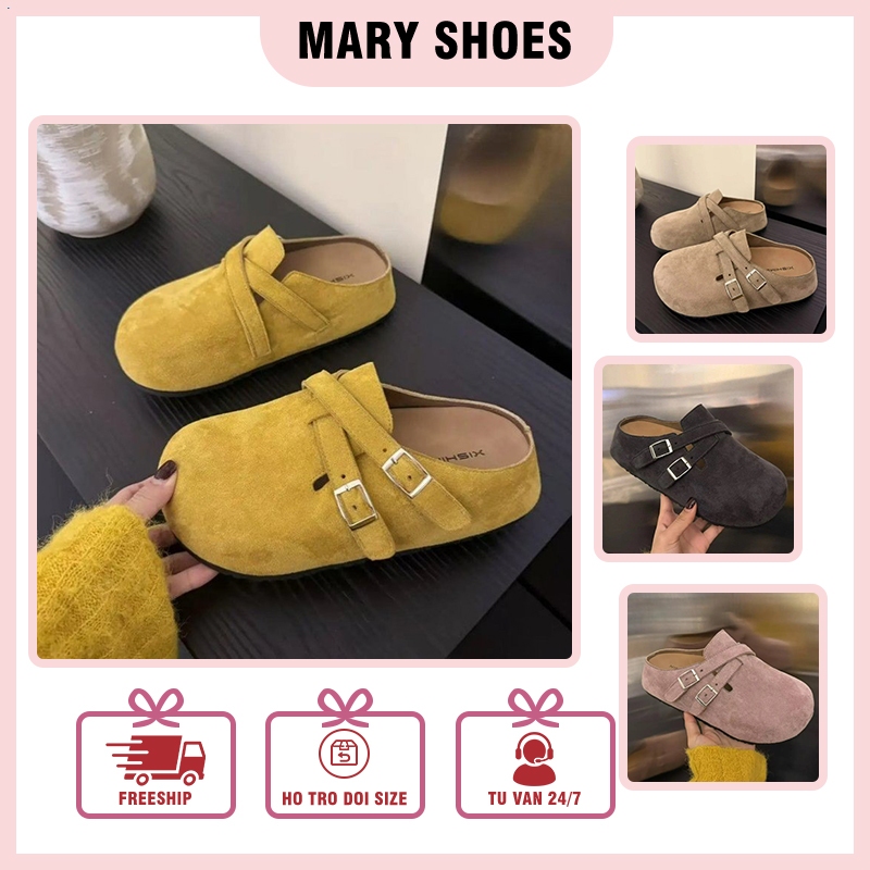 [CÓ SẴN -HCM] Dép bít mũi Briken LOẠI 1 đế cao 4cm nam nữ da đế mềm mũi tròn đơn giản