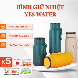  Bình Nước Giữ Nhiệt Yes Water 1000ml – Chống Rò Rỉ Lõi Inox 304 Bền Bỉ Giữ Nóng Lạnh Hiệu Quả Có Quai Cầm Tiện Lợi 
