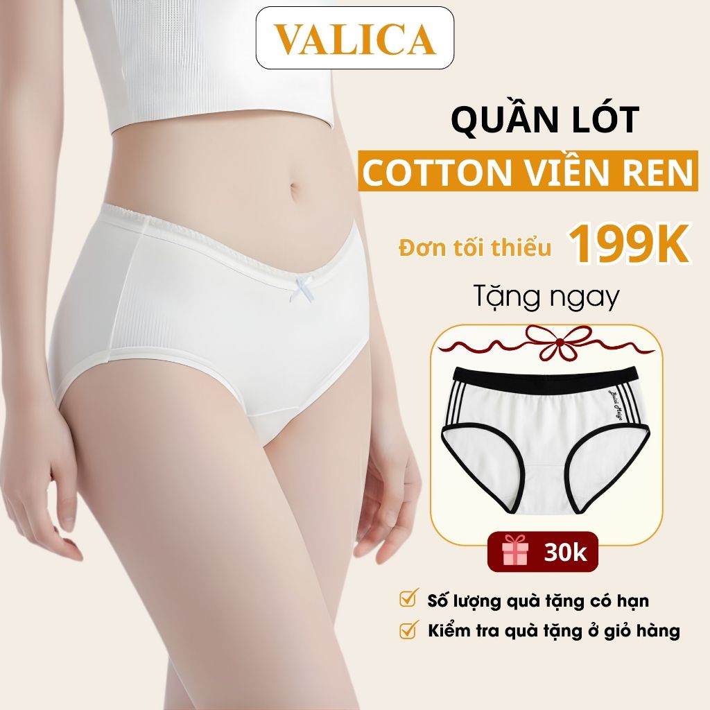Quần Lót Nữ Cotton Viền Ren Co dãn 4 Chiều - Quần Chip Nữ Cạp Vừa Đáy May Chắc Chắn VALICA L4119