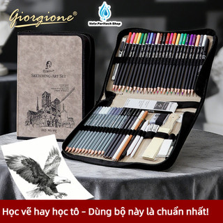 Bộ Bút Chì Vẽ Sketch Deli 27 33 57 Món Dụng Cụ Mỹ Thuật Có Than Tẩy Bút Tán Kèm Túi Cuộn