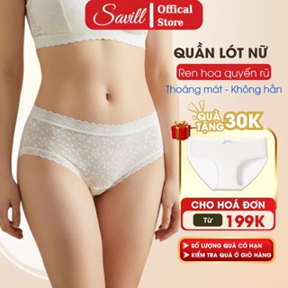  Quần lót nữ ren hoa mỏng nhẹ cạp vừa Quần lót ren co dãn đáy may chắc chắn không cộm SAVILL L2018 