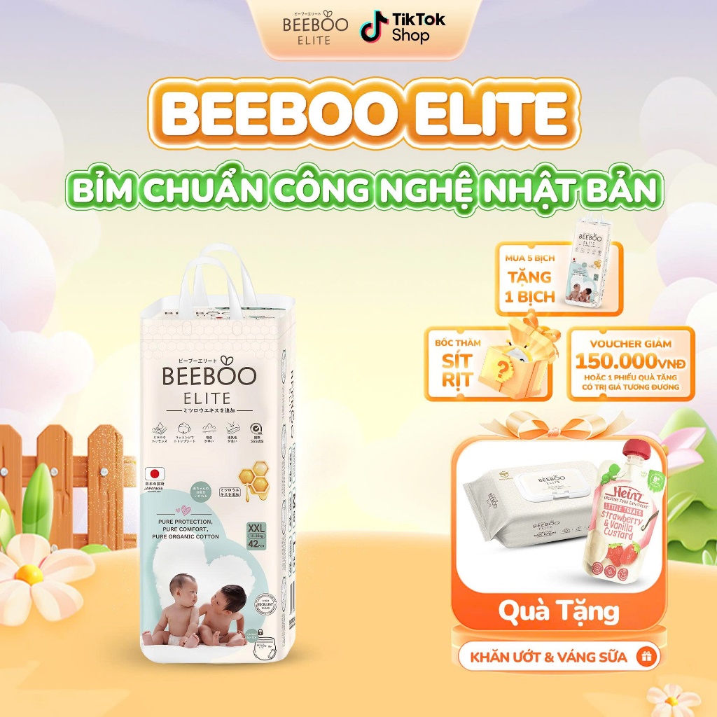    BeeBoo Tặng Giấy   Full size Bỉm Dán  Bỉm Quần Beeboo Elite Thương Nhật Bản Sáp Ong Trắng Mềm Mịn Chống Hăm 