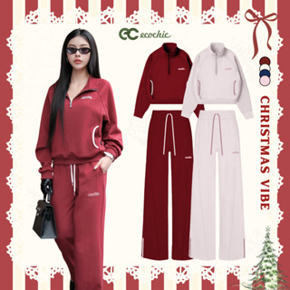  Set Bộ Nỉ Mịn ECOCHIC FORMLINE SET Khoá Áo Halfzip Quần Ống Suông Phối Viền Cao Cấp Chính Hãng HNH B198 