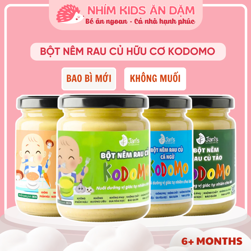 [Date T1/2027] Bột Nêm Dinh Dưỡng Ăn Dặm, Không Muối, Vị Tự Nhiên Cho Bé 6 Tháng Tuổi, Nêm KODOMO JAN'S 90gr