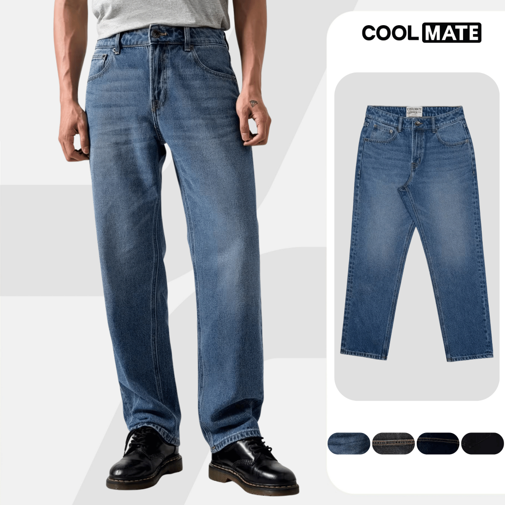 [SALE TẾT]Coolmate x Copper Denim | Quần Jeans dáng Straight mặc thoải mái, quần mặc Tết