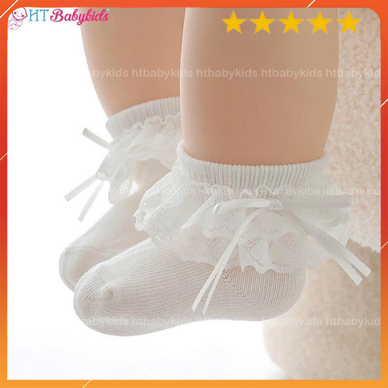 Tất vớ lưới cổ bèo xinh xắn tiểu thư cho bé gái Htbabykids
