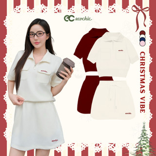   LINK SALE  Set Bộ Váy ECOCHIC x HÒA MINZY CANDY CLOUD Áo Crop Polo Halfzip Phối Chân Váy Chất Liệu Cao Cấp B168 