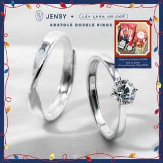  Nhẫn Đôi Bạc JENSY Gắn Đá Cao Cấp "Anatole" NDARJ8456. Nhẫn Đôi Bạc 925 Nam Nữ 