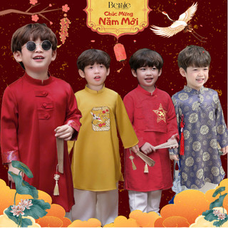   Nhiều mẫu xinh + có quần  Áo dài Tết bé trai mềm mát Bernie - Áo dài truyền thống bé trai 9-24kg- 0924B17 