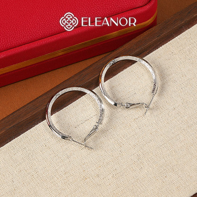 Bông tai nữ chuôi bạc 925 Eleanor Accessories viền tròn trơn phụ kiện trang sức khuyên tai 11151