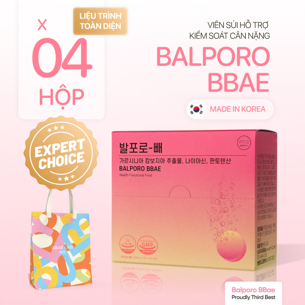 Combo 4 hộp viên sủi Balporo BBae, nhập khẩu Hàn Quốc, hỗ trợ kiểm soát cân nặng, cải thiện vóc dáng