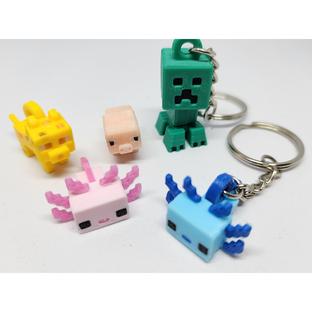 Bộ mô hình/móc khóa mini hình kỳ giông Axolotl lấy cảm hứng từ Minecraft