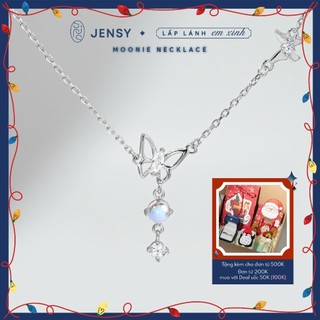  Dây Chuyền Bạc S925 Cao Cấp JENSY Hình Bướm Đá Moonstone "Moonie" VCARD9155. Vòng Cổ Bạc Nữ 