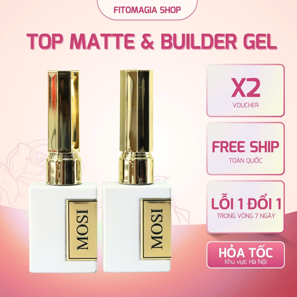 Sơn Top Nhám Matter Top & Sơn Cứng Móng Builder Gel Mosi - Dụng Cụ Nail Chuyên Nghiệp