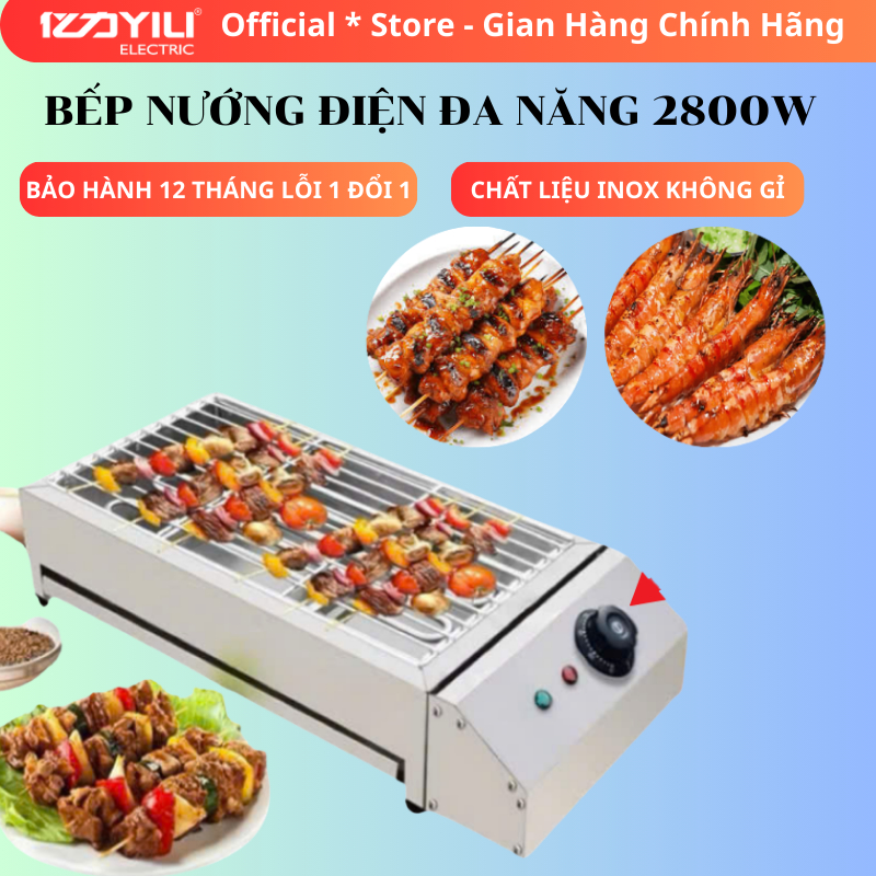 Bếp nướng không khói điện công nghiệp. Bếp nướng hàu, hải sản, thịt xiên, bánh mì Hàng chính hãng bảo hành 12 tháng