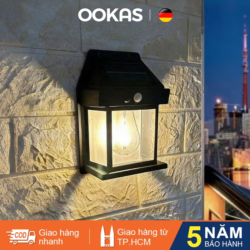 OOKAS Đèn tường năng lượng mặt trời, đèn sợi đốt vonfram siêu sáng