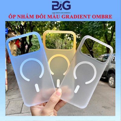 Ốp Nhám Đổi Màu Gradient Ombre Full Cứng Không Ố Vàng Hỗ Trợ Sạc Không Dây Cho Đt iP12-17 Pro Max
