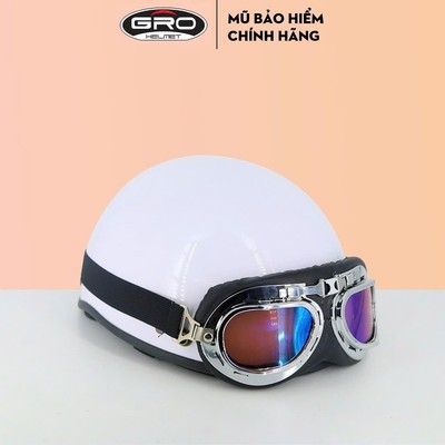 Mũ bảo hiểm nửa đầu ép nhiệt, cao cấp GRO - an toàn cho nam và nữ freesize 55-61cm