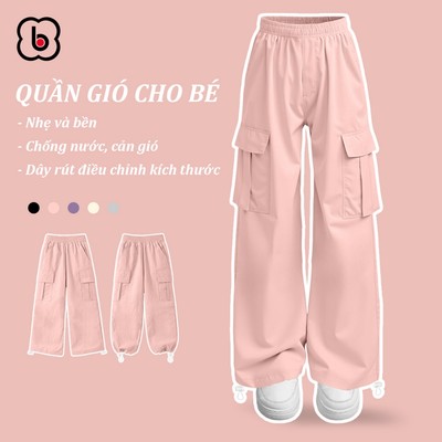Quần dài bé gái BabyloveGO, quần gió cho bé vải gió trám cao cấp chống nước, chống gió kiểu dáng thời trang