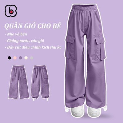 Quần dài bé gái BabyloveGO, quần gió cho bé vải gió trám cao cấp chống nước, chống gió kiểu dáng thời trang