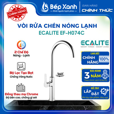 Vòi rửa chén nóng lạnh Ecalite EF-H074C - Đồng thau mạ Chrome - Bảo Hành 3 Năm