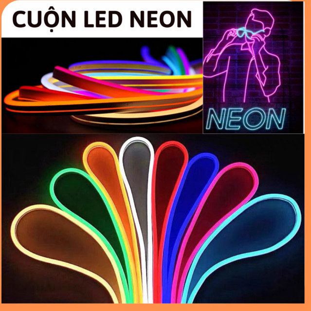 Led dây Neon 12v dài 5m,đèn led neon uốn dẻo chống nước,cuộn led neon dán dài 5m 12 vôn,dây đèn led 