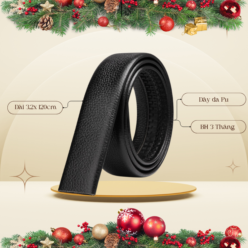 Dây da thắt lưng nam có lẫy chỉnh kích cỡ dùng cho khóa tự động (không mặt khóa)