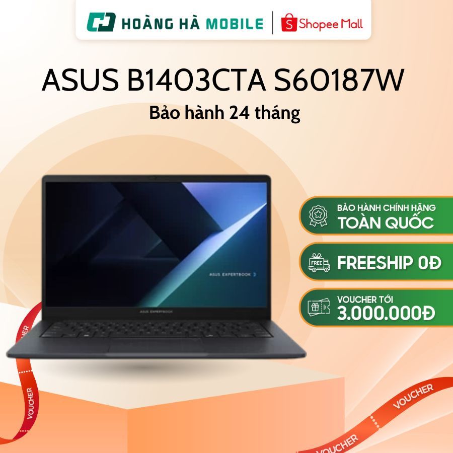 Laptop ASUS B1403CTA Core3-N355/8GB/512GB/TPM/14"FHD/WF6E/BT5/3C42WWHr/W11H/2Y-OSS/XÁM(B1403CTA-S60187W)