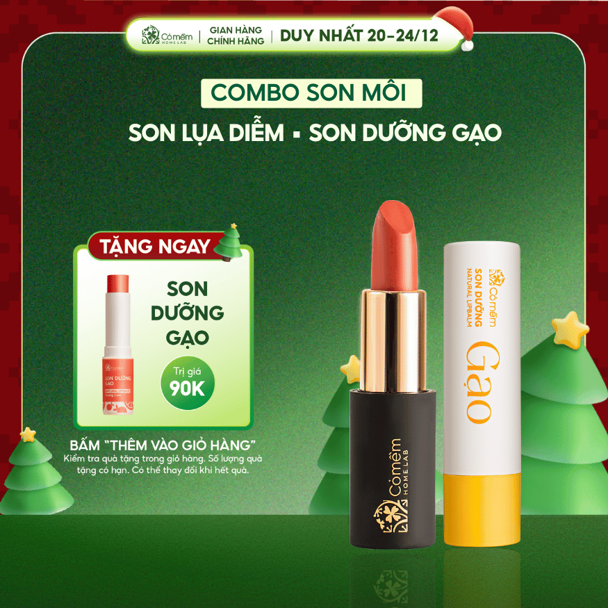 Combo Môi Hồng Cỏ Mềm Son Lụa Diễm, Son Dưỡng Môi Cỏ Mềm 20g